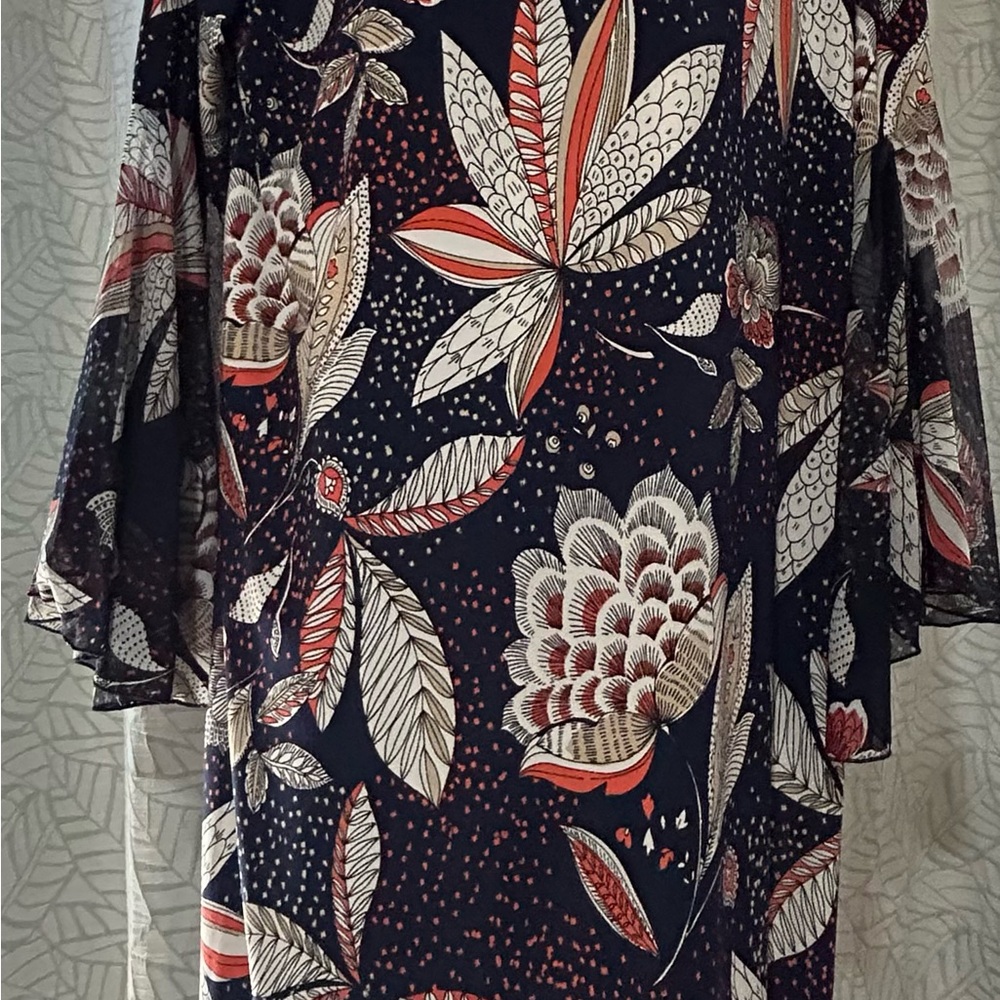 Floral Patterned Dress with Bell Sleeves